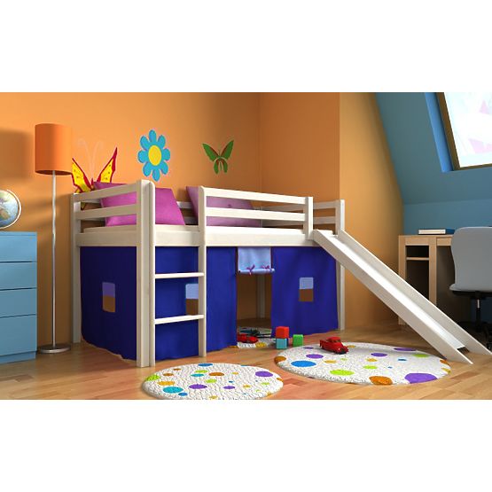 Letto rialzato per bambini Ourbaby Modo con scivolo - bianco