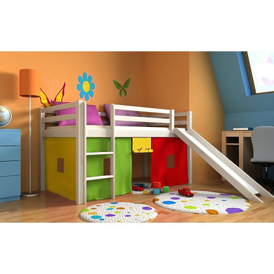 Letto rialzato per bambini Ourbaby Modo con scivolo - bianco