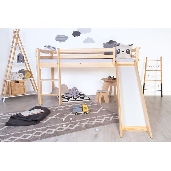 Letto rialzato per bambini Ourbaby Modo con scivolo - pino
