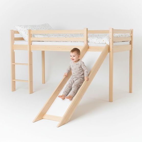 Letto rialzato per bambini Ourbaby Modo con scivolo - pino