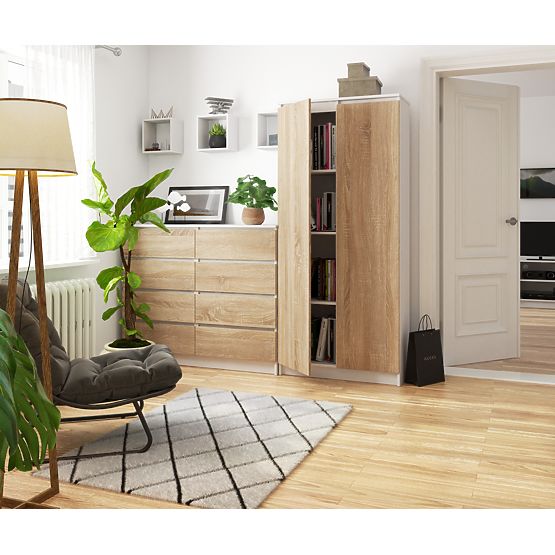 LIBRERIA CHIUSA R80 2D 8P CLP BIANCA / SONOMA