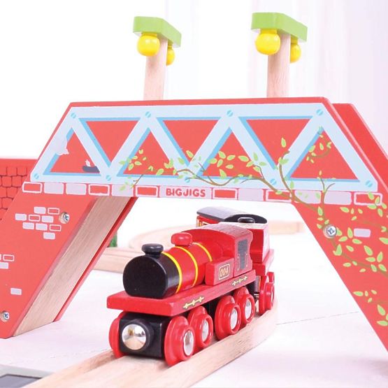 Locomotiva Bigjigs Rail Rossa con tender + 3 binari