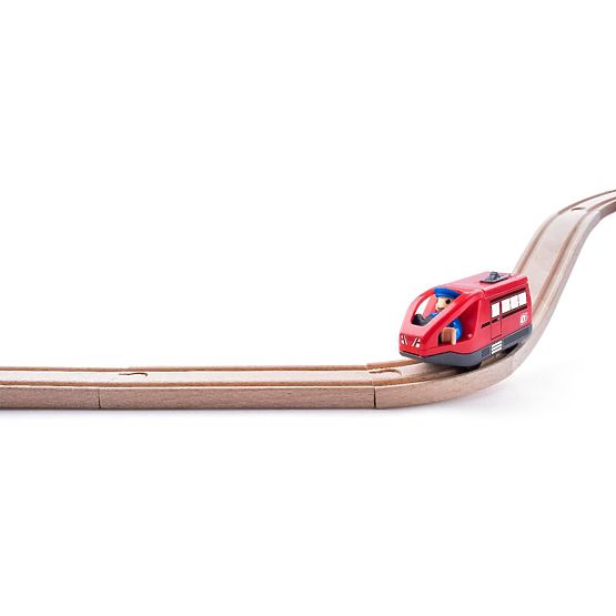 Locomotiva rossa con macchinista a batteria