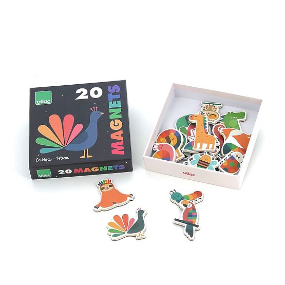 Magneti in legno - animali arcobaleno