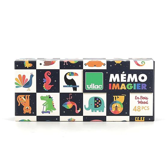 Memory di legno - animali arcobaleno