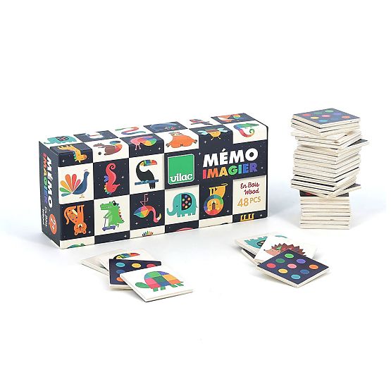 Memory di legno - animali arcobaleno