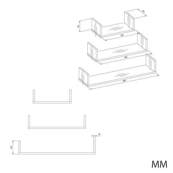 Mensola a Muro Sospesa MOBI 3P BIANCA