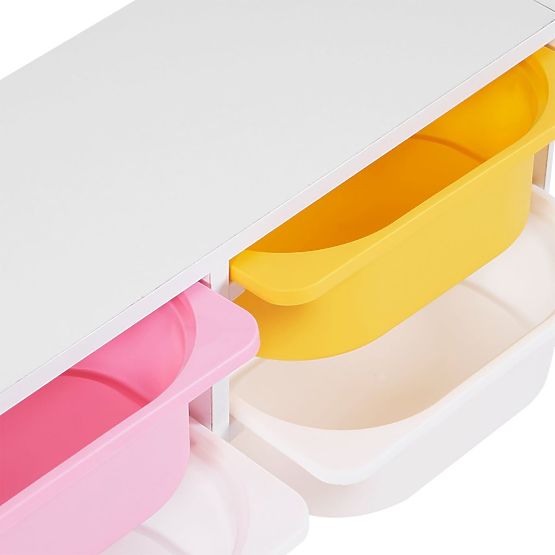 Scaffale con box di stoccaggio Explorer - blu / rosa / giallo