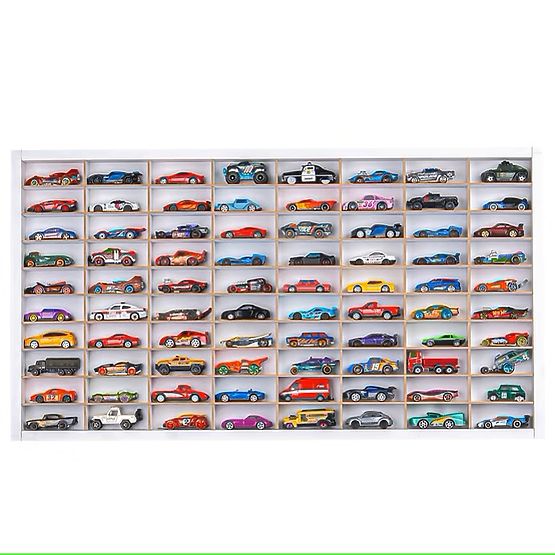 Mensola per macchinine Hot Wheels - bianca, 80 posti