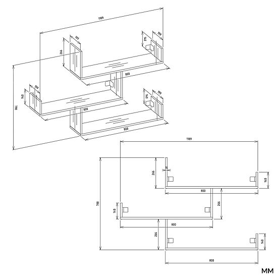 Mensole da Parete KOBI per Soggiorno BIANCO