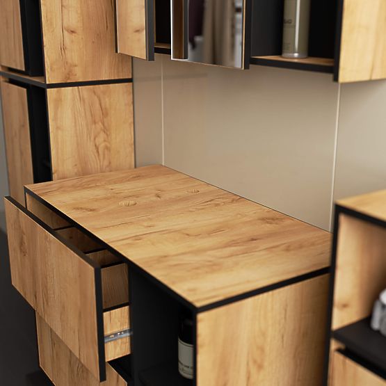 MOBILETTO DA BAGNO SOTTO LAVABO CON FORI VAMI W90 UM 2SZ 2P ROVERE CRAFT / NERO