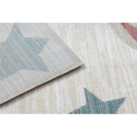 Moderno tappeto per bambini TOYS 75323 ORSETTO, forma irregolare, crema, rosso fucsia