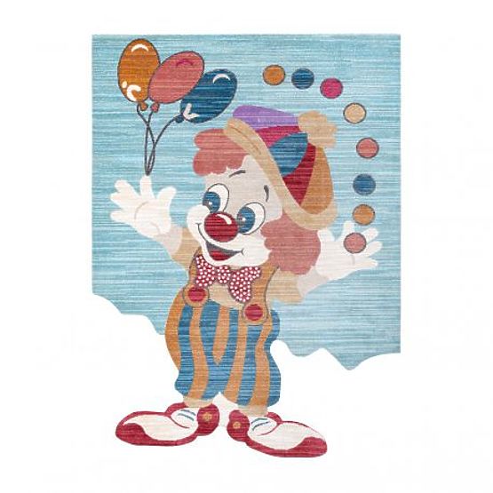 Moderno tappeto per bambini TOYS 75328 CLOWN, forma irregolare, blu, turchese, rosso fucsia