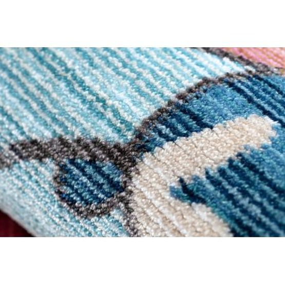 Moderno tappeto per bambini TOYS 75328 CLOWN, forma irregolare, blu, turchese, rosso fucsia