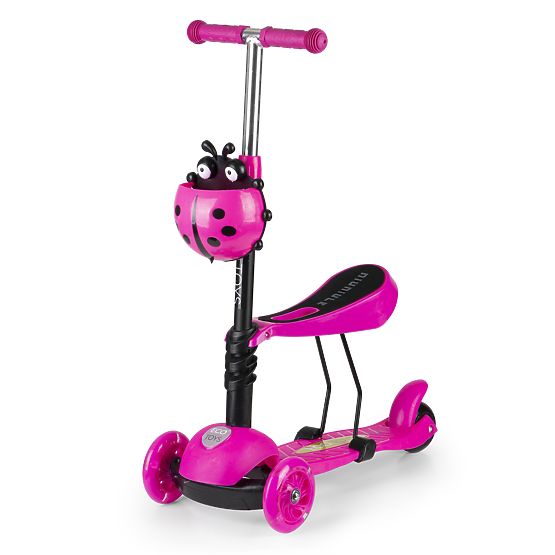 Monopattino e buttafuori per bambini Ladybug - rosa