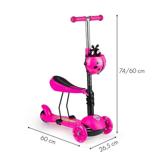Monopattino e buttafuori per bambini Ladybug - rosa