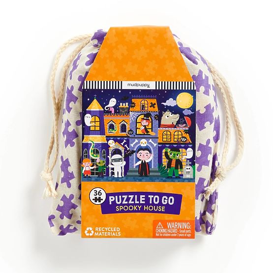 Mudpuppy Puzzle Casa Stregata in Sacchetto di Stoffa 36 Pezzi
