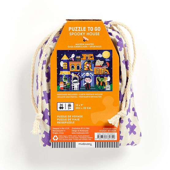 Mudpuppy Puzzle Casa Stregata in Sacchetto di Stoffa 36 Pezzi