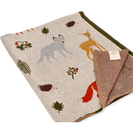 Nature Planet Coperta in cotone organico Animali del bosco