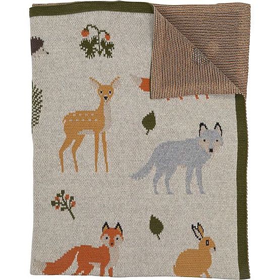 Nature Planet Coperta in cotone organico Animali del bosco