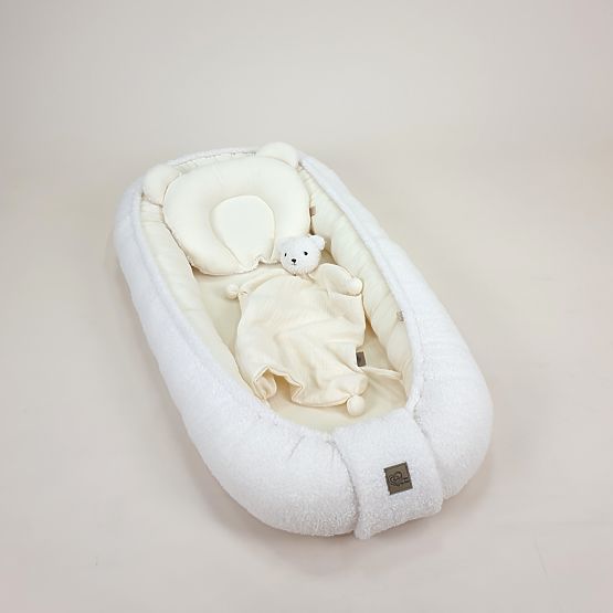 Nido per bambini Teddy in mussola e lana - ecru