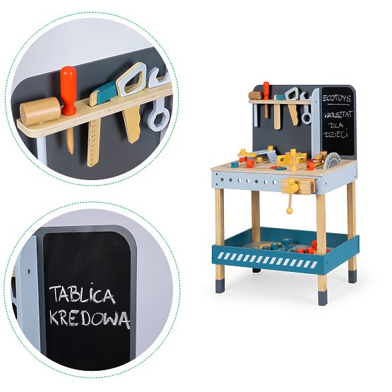 Officina in legno con attrezzi - 47 pezzi ECOTOYS