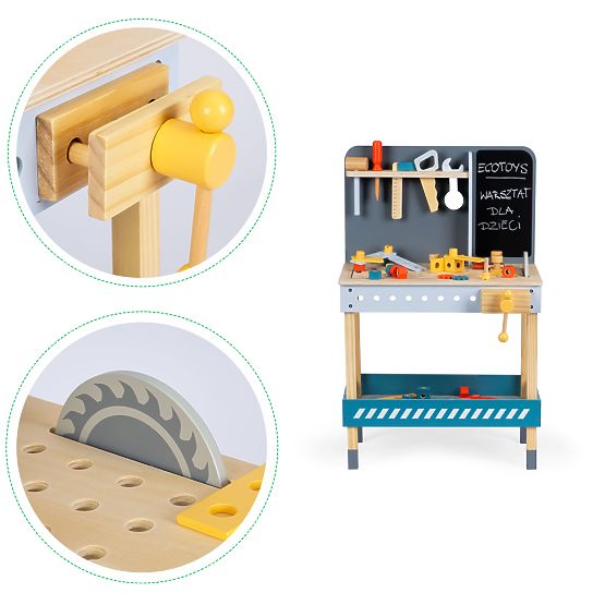 Officina in legno con attrezzi - 47 pezzi ECOTOYS