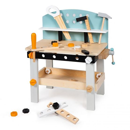 Officina in legno per bambini, banco da lavoro con attrezzi, 38 elementi ECOTOYS