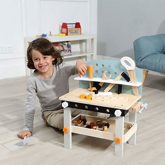 Officina in legno per bambini, banco da lavoro con attrezzi, 38 elementi ECOTOYS