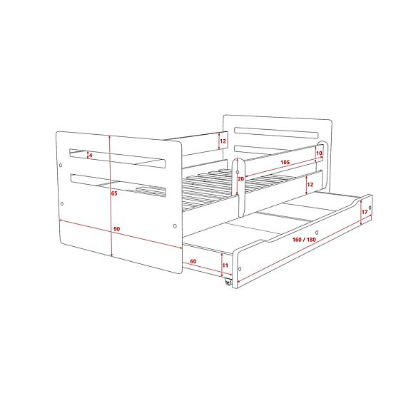 Letto per bambini Ourbaby Tomi - rosa