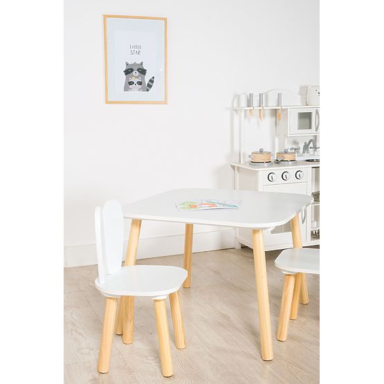 Ourbaby - Tavolino e sedie per bambini con orecchie da coniglio