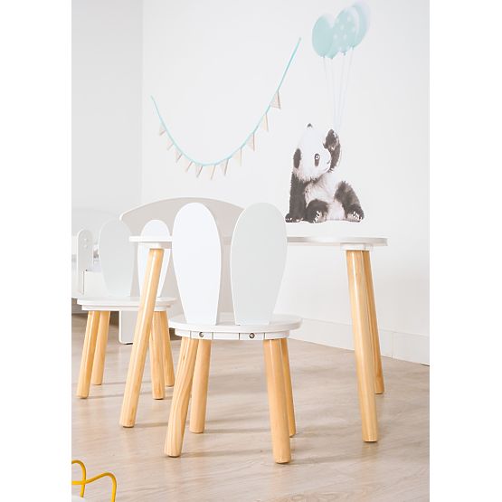 Ourbaby - Tavolino e sedie per bambini con orecchie da coniglio