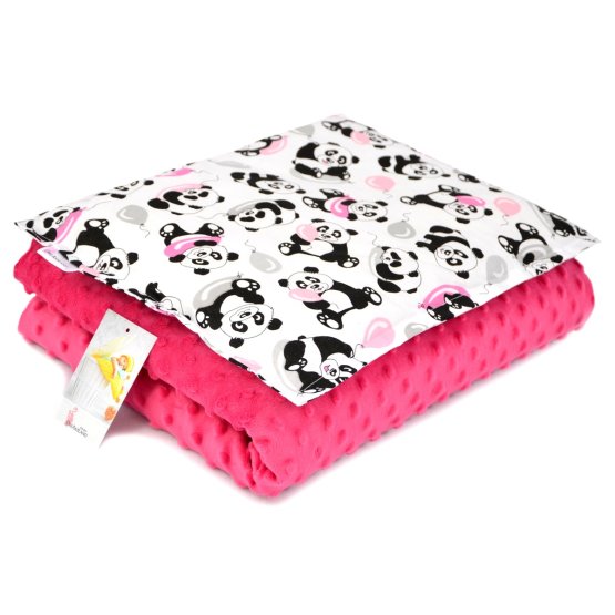 Coperta e cuscino per neonati M Panda - fucsia