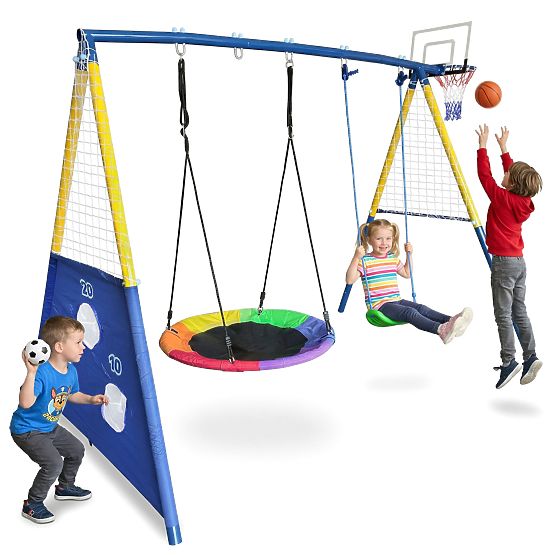 Parco giochi AMICO 2 altalene canestro da gioco