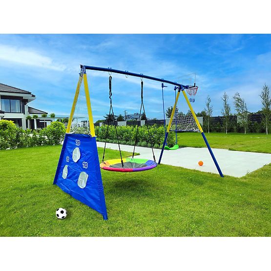 Parco giochi AMICO 2 altalene canestro da gioco