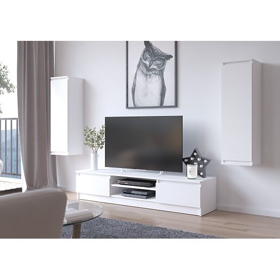 Parete soggiorno CLP - set di mobili vetrina + mobile TV bianco