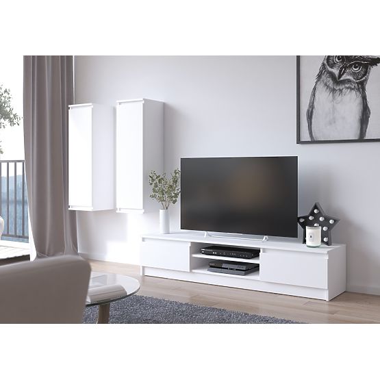 Parete soggiorno CLP - set di mobili vetrina + mobile TV bianco