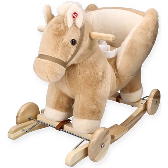 Pegaso a Dondolo Beige con Sedile e Ruote
