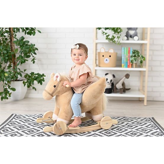 Pegaso a Dondolo Beige con Sedile e Ruote