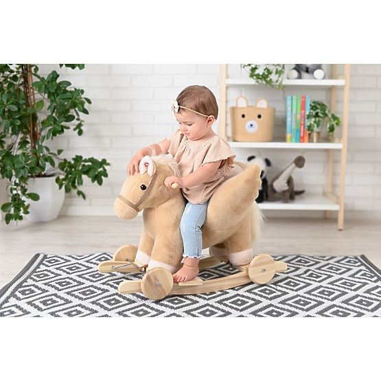 Pegaso a Dondolo Beige con Sedile e Ruote