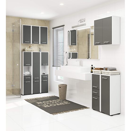 Pensile 60 cm FIN 2D - bianco-grafite grigio