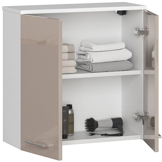 Pensile sospeso W 60 cm FIN 2D - bianco-cappuccino lucido