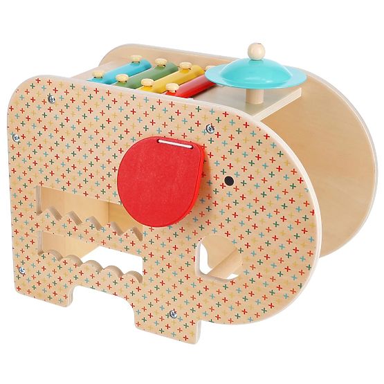 Petit Collage Elefante musicale in legno 5 in 1