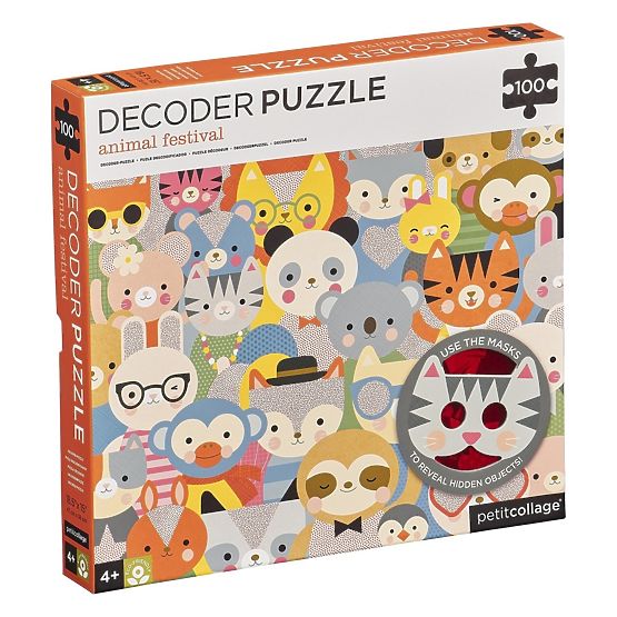 Petit Collage Puzzle animali 100 pezzi con occhiali 3D