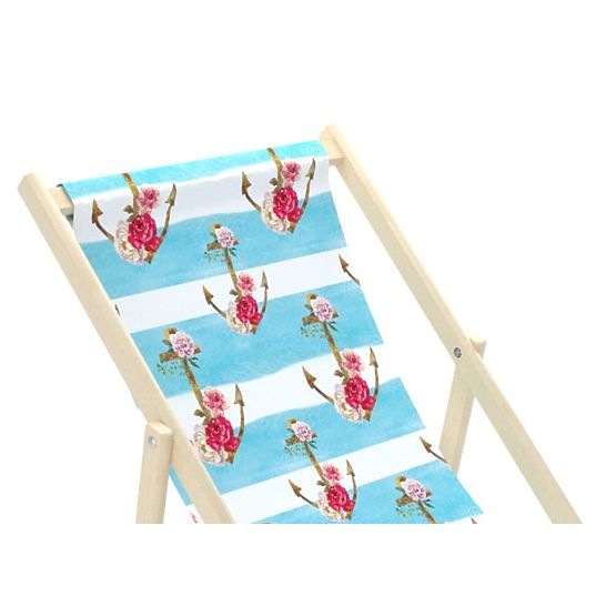Sedia da spiaggia Ancore con fiori - blu-bianco