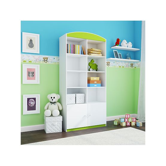 Policový regál s dvířkami- zelený