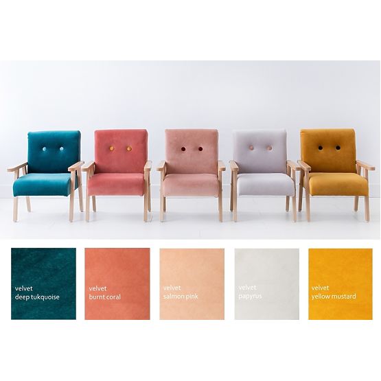 Poltrona per bambini retrò Velvet - senape