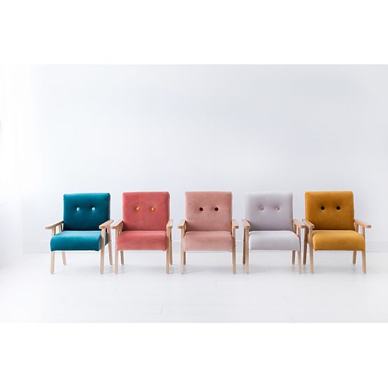 Poltrona per bambini retrò Velvet - senape