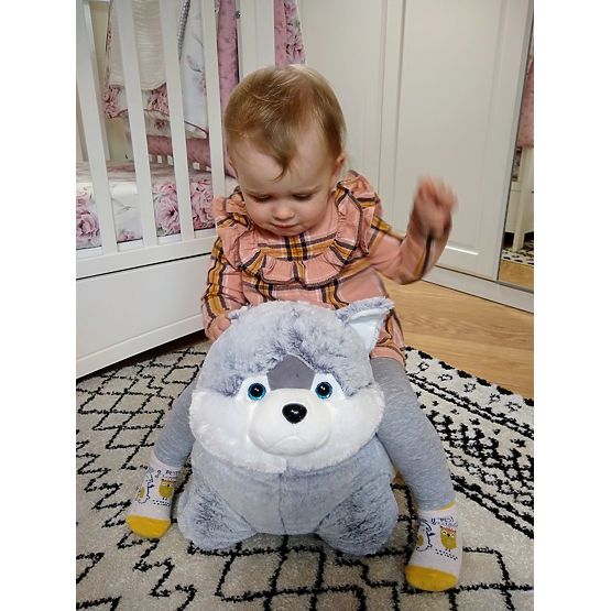 Pouf peluche cane Husky sedile