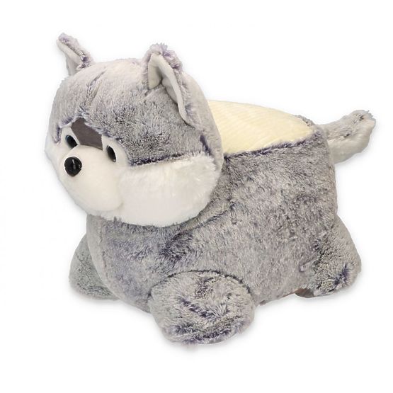 Pouf peluche cane Husky sedile